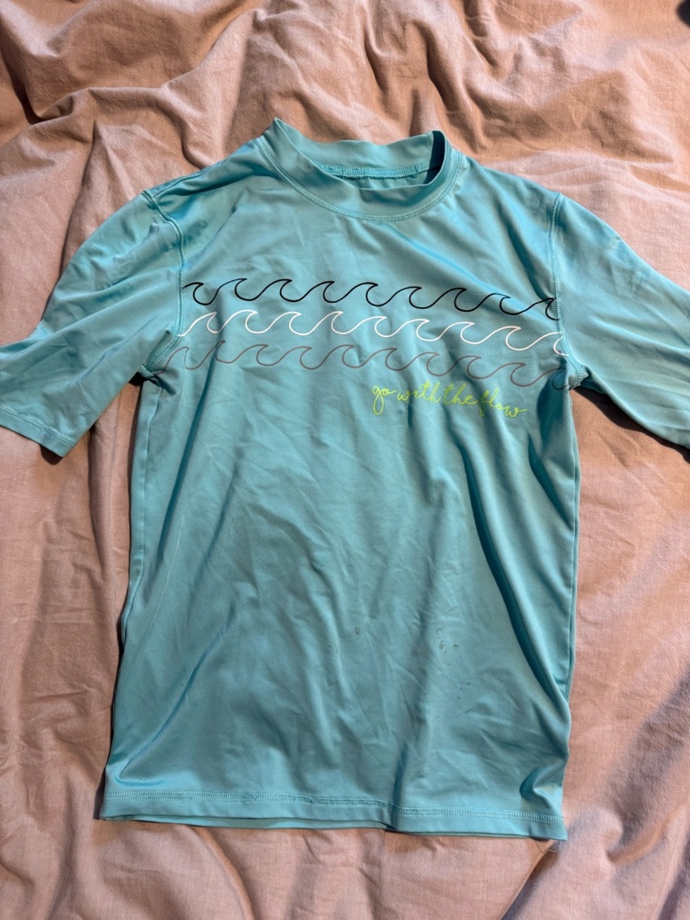 Cat & Jack Teal Short-Sleeve Wave Rash Guard